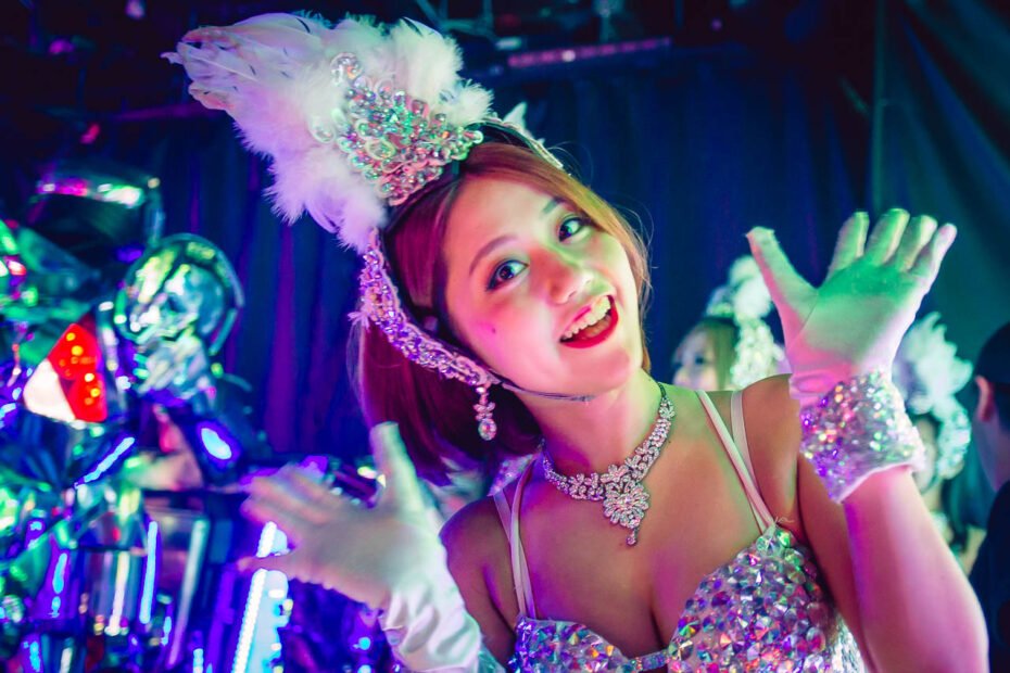 Close-up of a Performer at Robot Restaurant in Tokyo